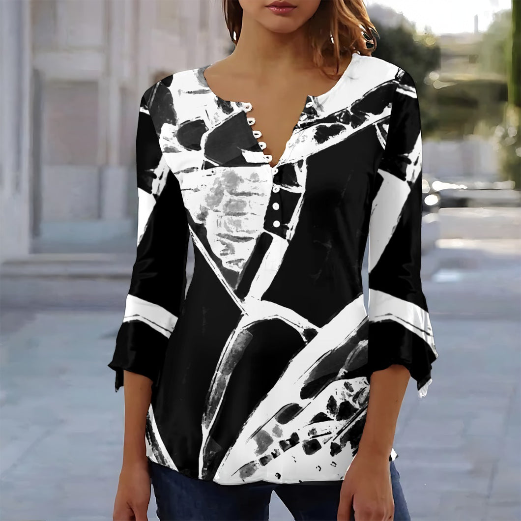 Santa Barbara B&W - Women's T-shirt With 3/4 Sleeve